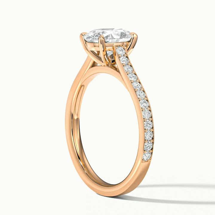 Dallas 2 Carat Oval Cut Solitaire Pave Moissanite Diamond Ring in 10k Rose Gold