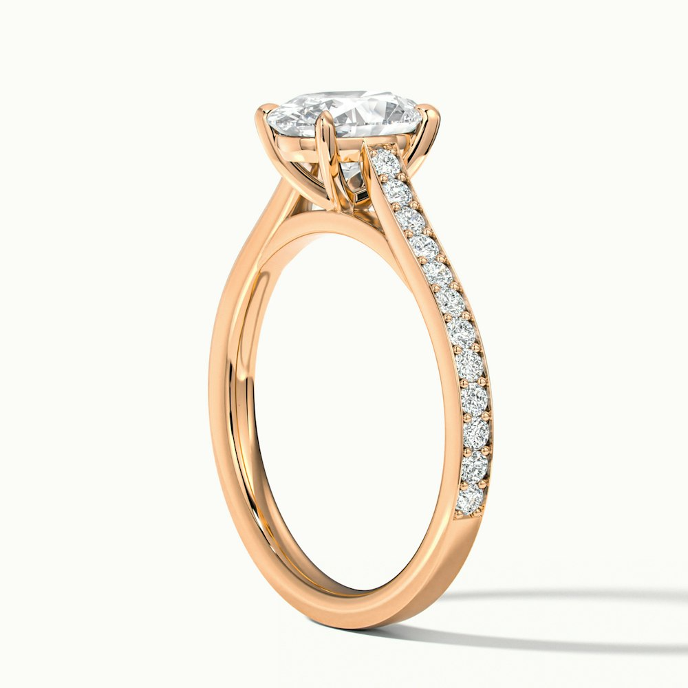Dallas 1.5 Carat Oval Cut Solitaire Pave Moissanite Diamond Ring in 10k Rose Gold