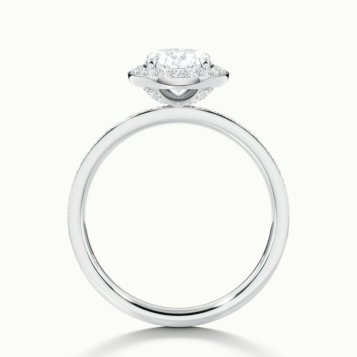 Claudia 4 Carat Oval Halo Pave Moissanite Diamond Ring in 10k White Gold