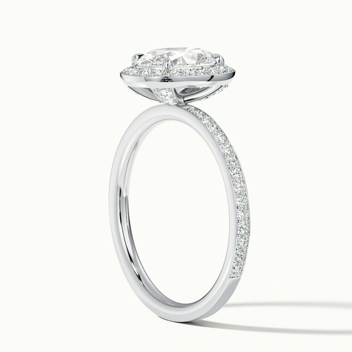 Claudia 1 Carat Oval Halo Pave Moissanite Diamond Ring in 10k White Gold