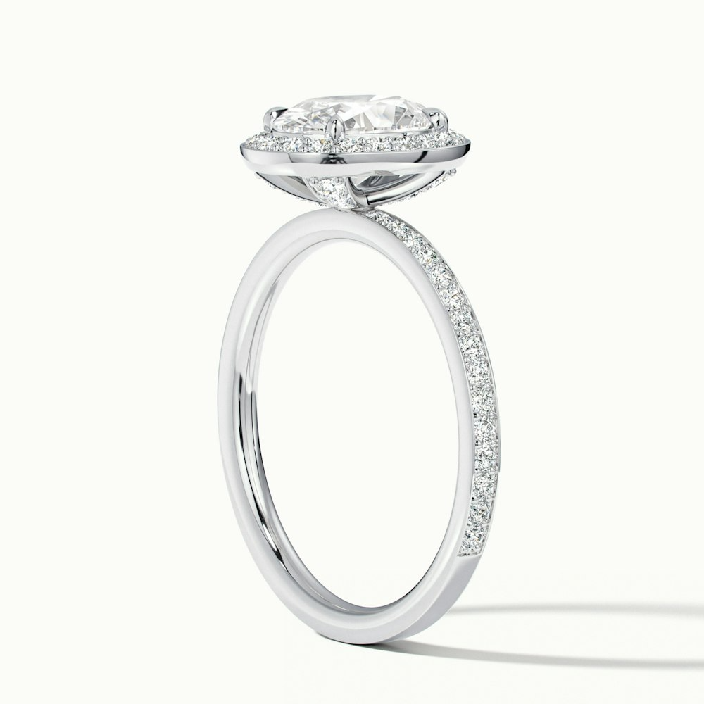 Claudia 1 Carat Oval Halo Pave Moissanite Diamond Ring in 14k White Gold