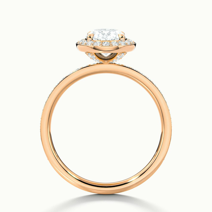 Claudia 3 Carat Oval Halo Pave Moissanite Diamond Ring in 18k Rose Gold