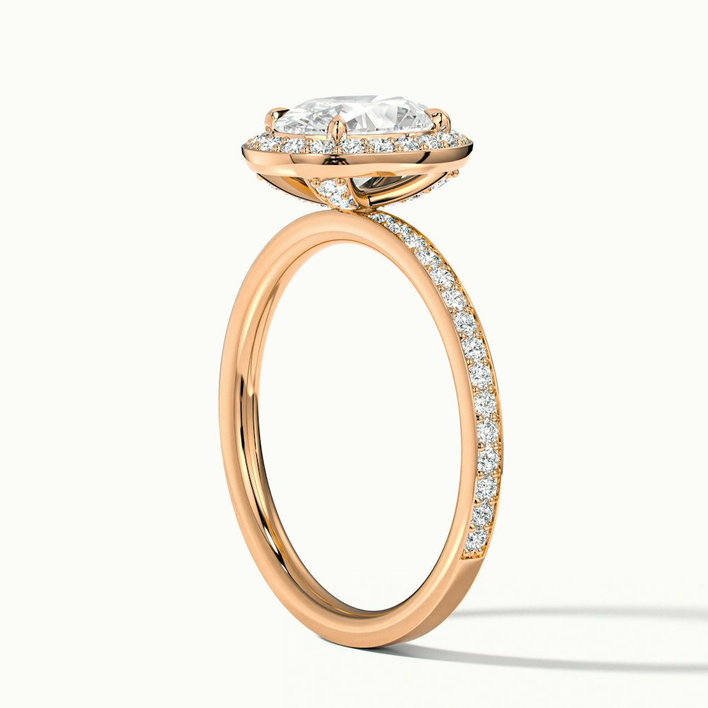 Claudia 1.5 Carat Oval Halo Pave Moissanite Diamond Ring in 10k Rose Gold