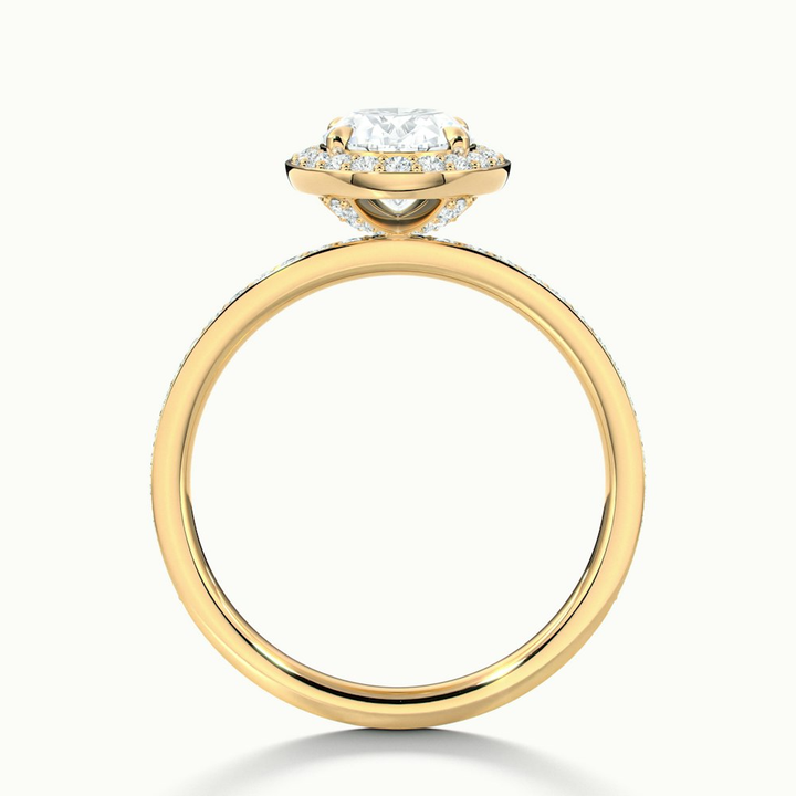 Claudia 3 Carat Oval Halo Pave Moissanite Diamond Ring in 10k Yellow Gold