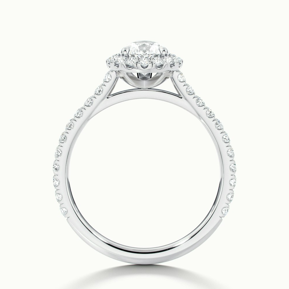 Aria 1 Carat Pear Shaped Halo Lab Grown Engagement Ring in 14k White Gold