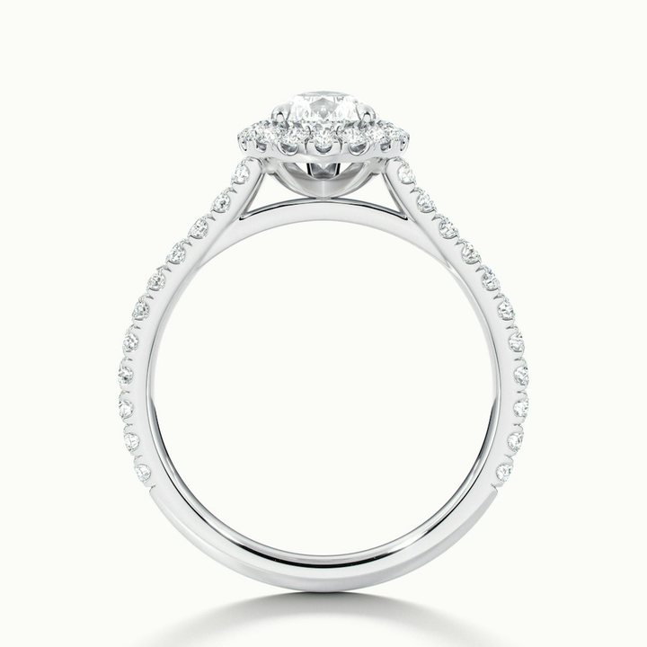 Aria 3 Carat Pear Shaped Halo Lab Grown Engagement Ring in 14k White Gold