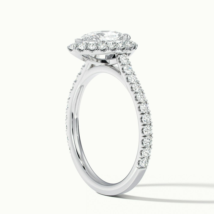 Cindy 1 Carat Pear Shaped Halo Moissanite Diamond Ring in Platinum