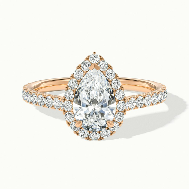 Aria 2 Carat Pear Shaped Halo Lab Grown Engagement Ring in 10k Rose Gold