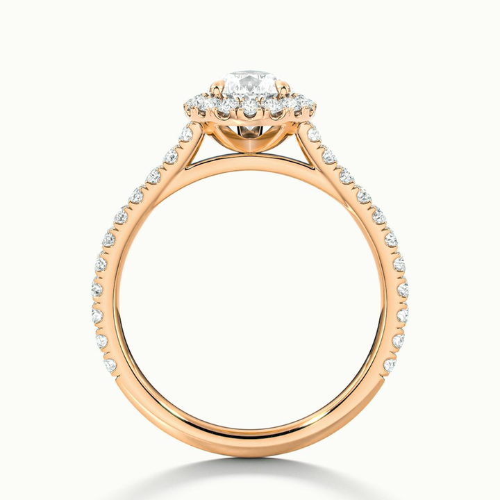 Aria 1 Carat Pear Shaped Halo Lab Grown Engagement Ring in 14k Rose Gold