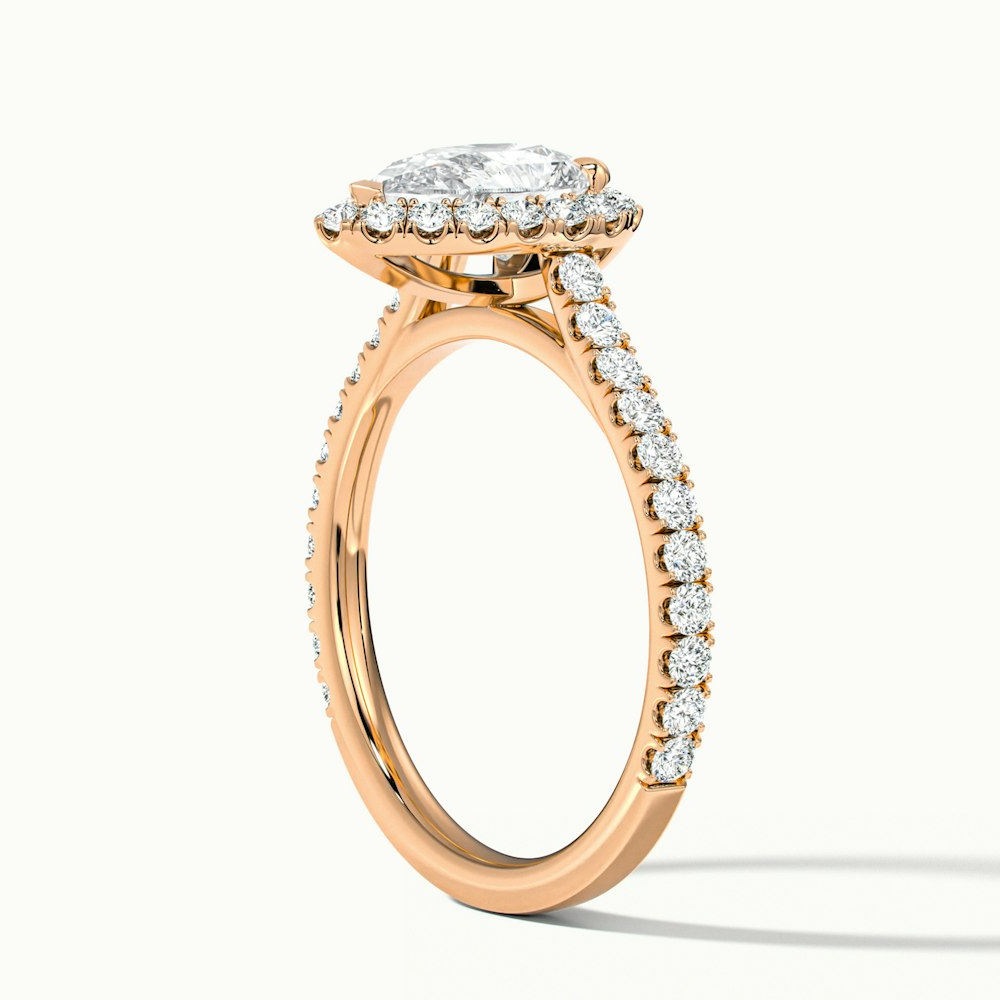 Cindy 1 Carat Pear Shaped Halo Moissanite Diamond Ring in 14k Rose Gold