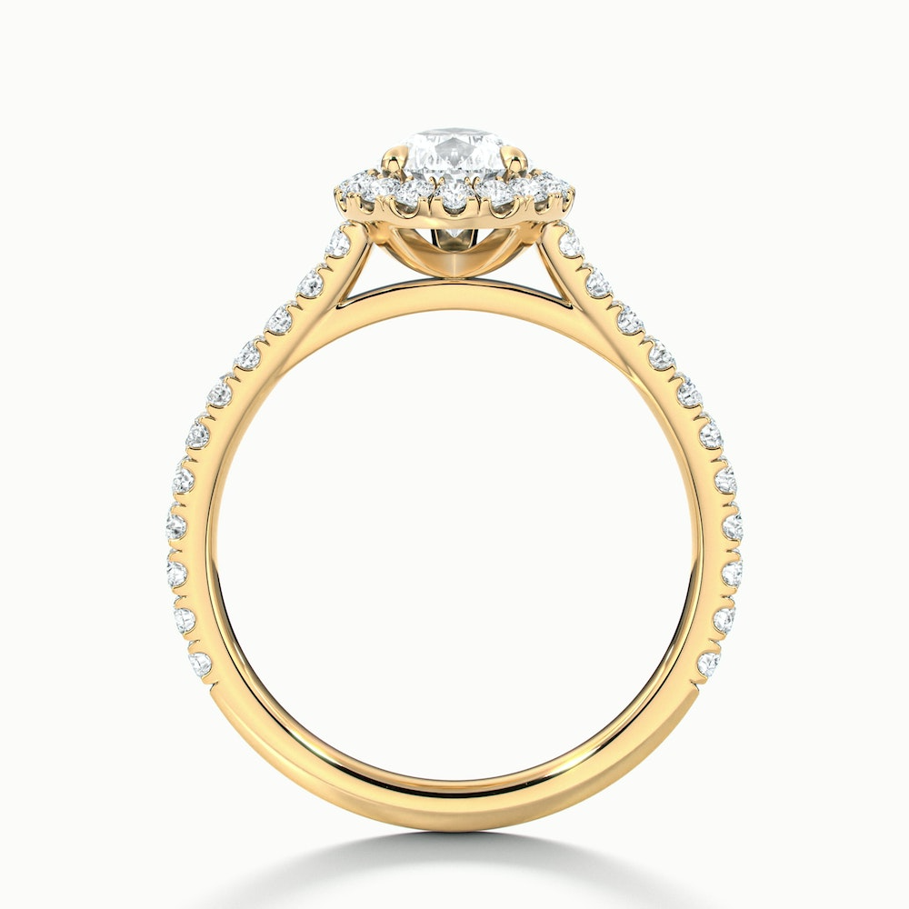 Aria 3 Carat Pear Shaped Halo Lab Grown Engagement Ring in 10k Yellow Gold