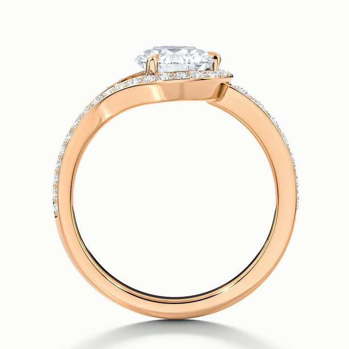 Avi 4 Carat Round Halo Pave Lab Grown Engagement Ring in 14k Rose Gold