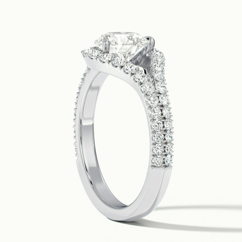 Callie 1 Carat Round Halo Scallop Moissanite Diamond Ring in Platinum