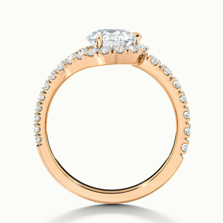 Callie 3 Carat Round Halo Scallop Moissanite Diamond Ring in 18k Rose Gold