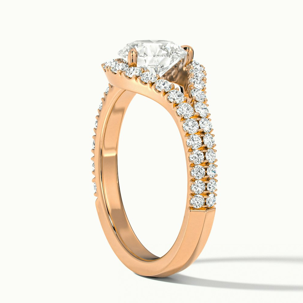 Betti 2 Carat Round Halo Scallop Lab Grown Engagement Ring in 10k Rose Gold