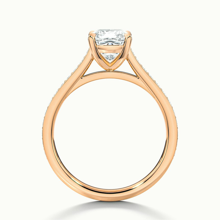 Eva 3.5 Carat Cushion Cut Solitaire Pave Moissanite Diamond Ring in 10k Rose Gold
