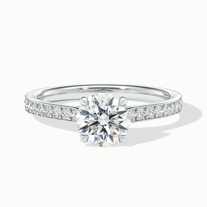 Betti 3 Carat Round Solitaire Pave Moissanite Diamond Ring in 10k White Gold