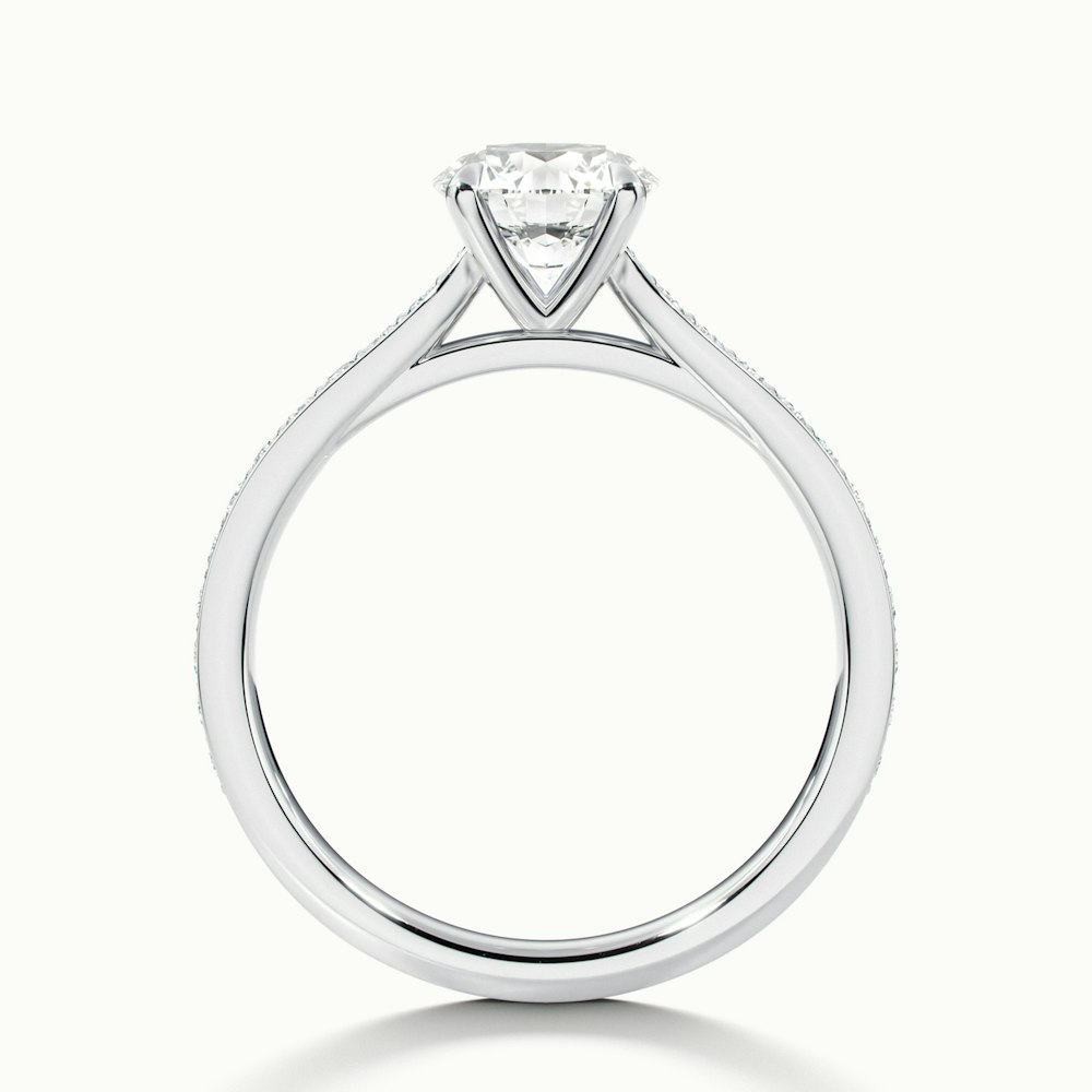 Callie 1 Carat Round Solitaire Pave Lab Grown Engagement Ring in 14k White Gold