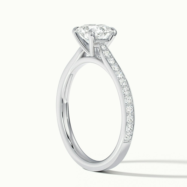 Callie 4 Carat Round Solitaire Pave Lab Grown Engagement Ring in 10k White Gold