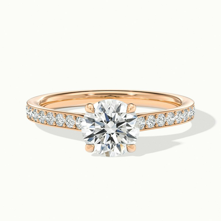 Callie 2 Carat Round Solitaire Pave Lab Grown Engagement Ring in 10k Rose Gold