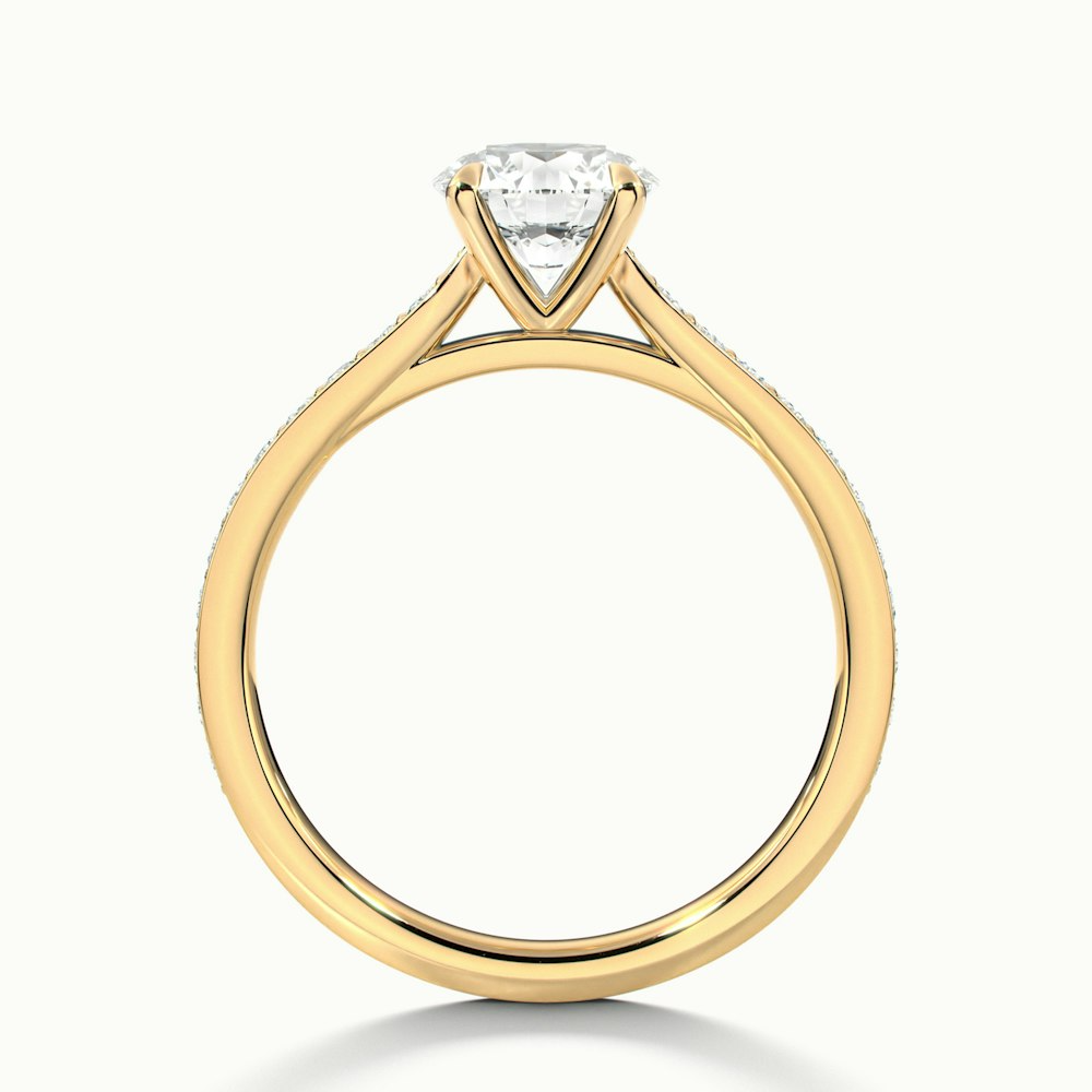 Betti 1 Carat Round Solitaire Pave Moissanite Diamond Ring in 10k Yellow Gold