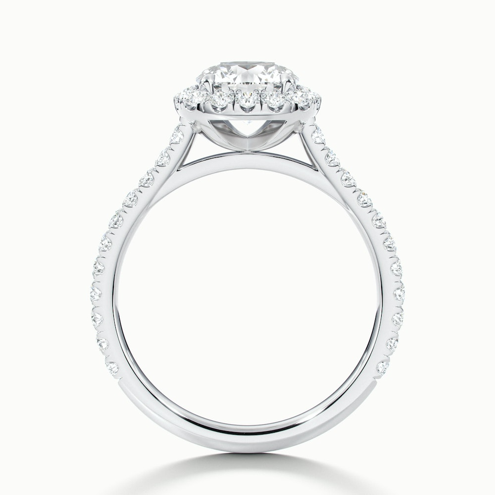 Anika 1 Carat Round Halo Pave Moissanite Diamond Ring in Platinum
