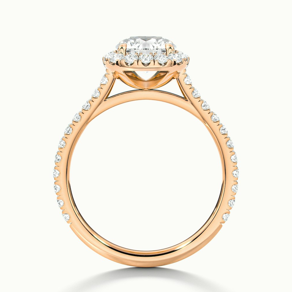 Nia 1 Carat Round Halo Pave Lab Grown Engagement Ring in 10k Rose Gold