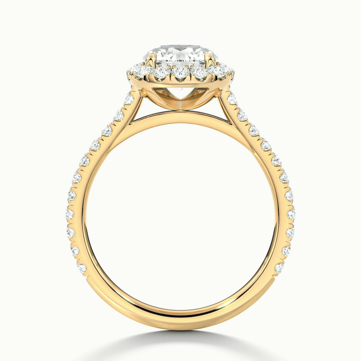 Anika 1 Carat Round Halo Pave Moissanite Diamond Ring in 10k Yellow Gold
