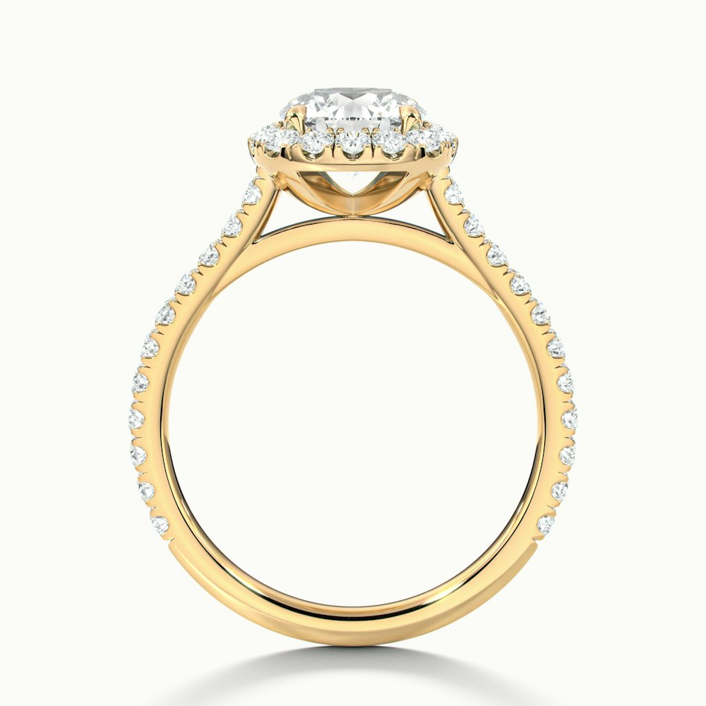 Anika 3 Carat Round Halo Pave Moissanite Diamond Ring in 10k Yellow Gold