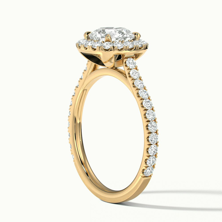 Anika 2 Carat Round Halo Pave Moissanite Diamond Ring in 10k Yellow Gold