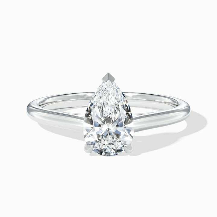 Cherri 2 Carat Pear Shaped Solitaire Lab Grown Engagement Ring in 14k White Gold