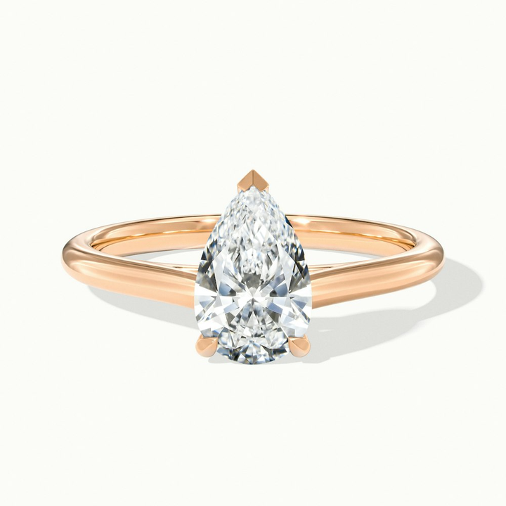 Avi 2 Carat Pear Shaped Solitaire Moissanite Diamond Ring in 10k Rose Gold