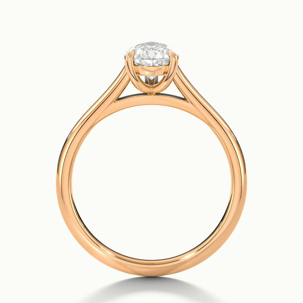 Avi 2 Carat Pear Shaped Solitaire Moissanite Diamond Ring in 10k Rose Gold