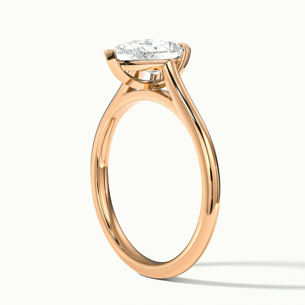 Avi 3 Carat Pear Shaped Solitaire Moissanite Diamond Ring in 18k Rose Gold