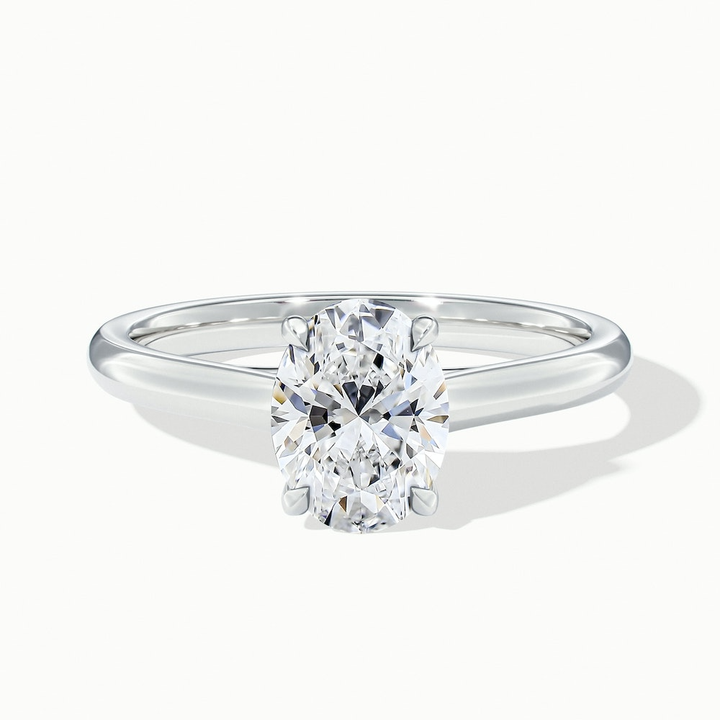 Aria 1 Carat Oval Solitaire Moissanite Diamond Ring in 14k White Gold