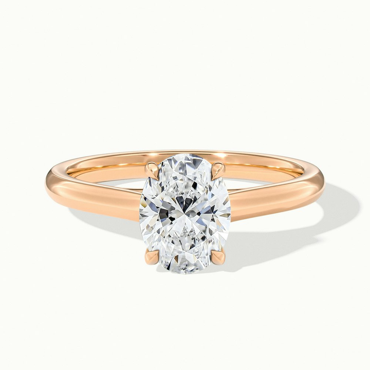 Cindy 4 Carat Oval Solitaire Lab Grown Engagement Ring in 14k Rose Gold