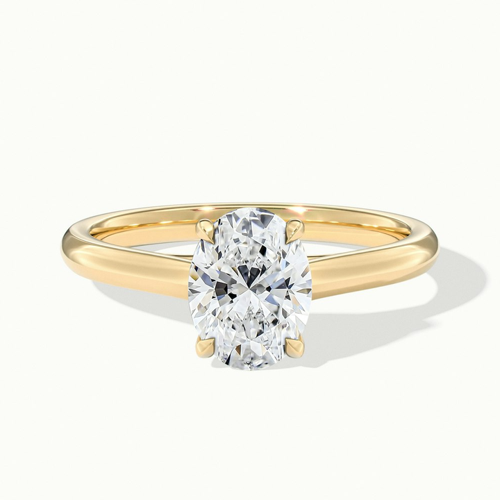 Aria 3 Carat Oval Solitaire Moissanite Diamond Ring in 10k Yellow Gold
