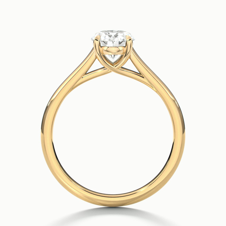 Aria 1 Carat Oval Solitaire Moissanite Diamond Ring in 14k Yellow Gold