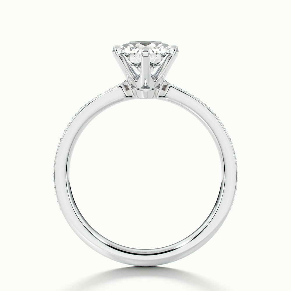 Claudia 1 Carat Round Solitaire Pave Lab Grown Diamond Ring in 14k White Gold