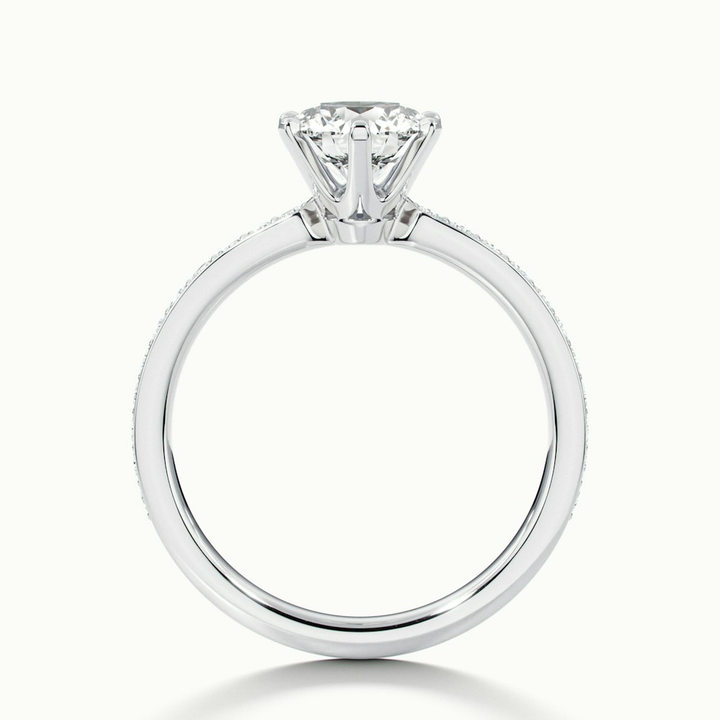 Claudia 4 Carat Round Solitaire Pave Lab Grown Diamond Ring in 10k White Gold