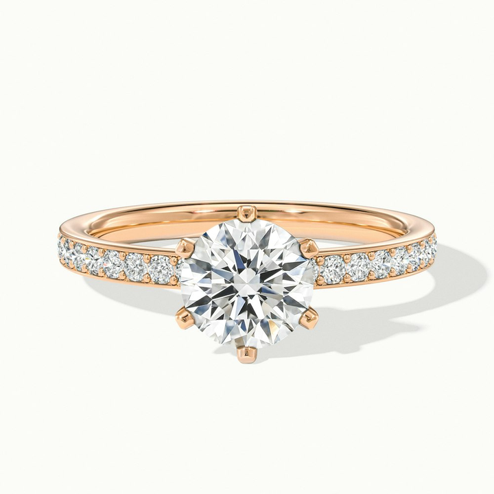 Claudia 3.5 Carat Round Solitaire Pave Lab Grown Diamond Ring in 10k Rose Gold