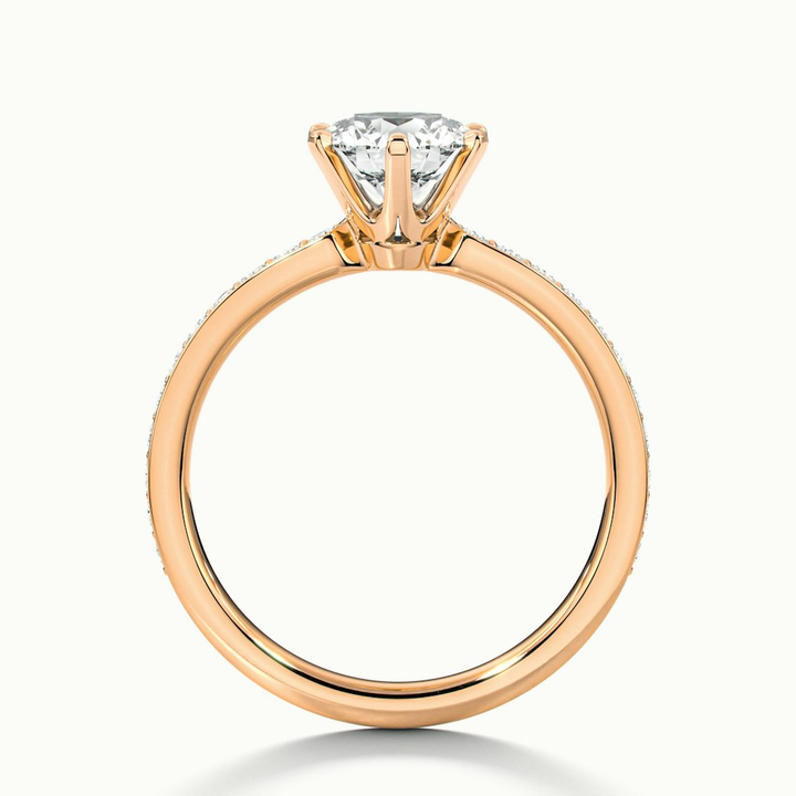 Eden 3 Carat Round Solitaire Pave Moissanite Engagement Ring in 18k Rose Gold