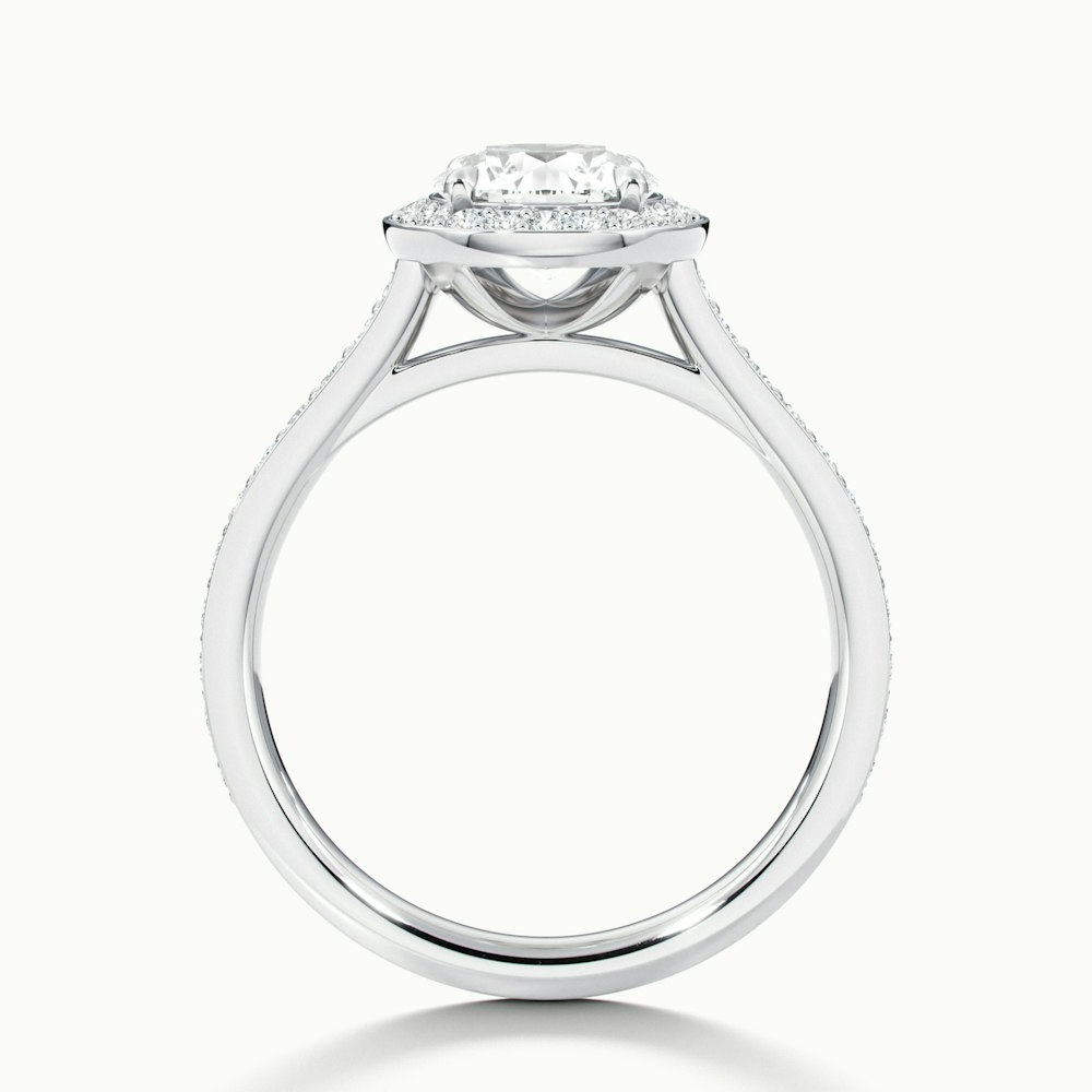 Jessy 5 Carat Round Halo Pave Moissanite Engagement Ring in 18k White Gold