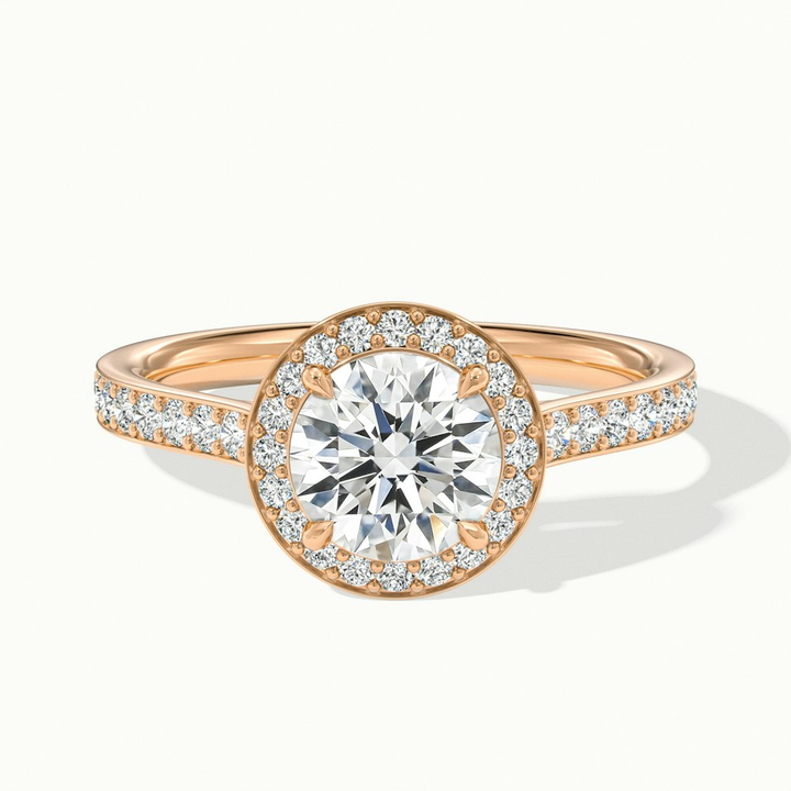 Dallas 2 Carat Round Halo Pave Lab Grown Diamond Ring in 14k Rose Gold