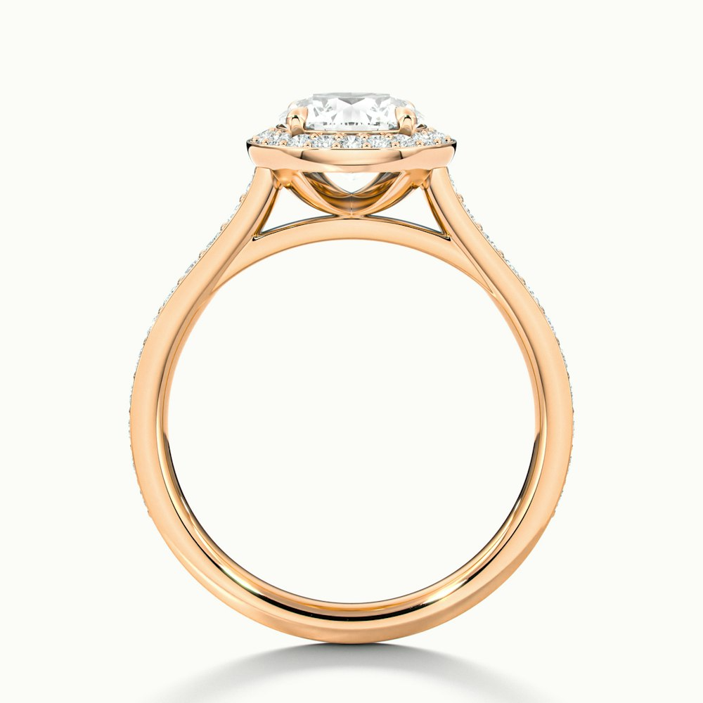 Jessy 3 Carat Round Halo Pave Moissanite Engagement Ring in 18k Rose Gold