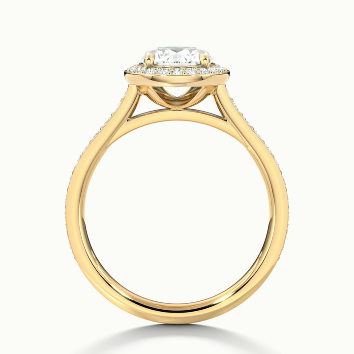 Jessy 2 Carat Round Halo Pave Moissanite Engagement Ring in 14k Yellow Gold