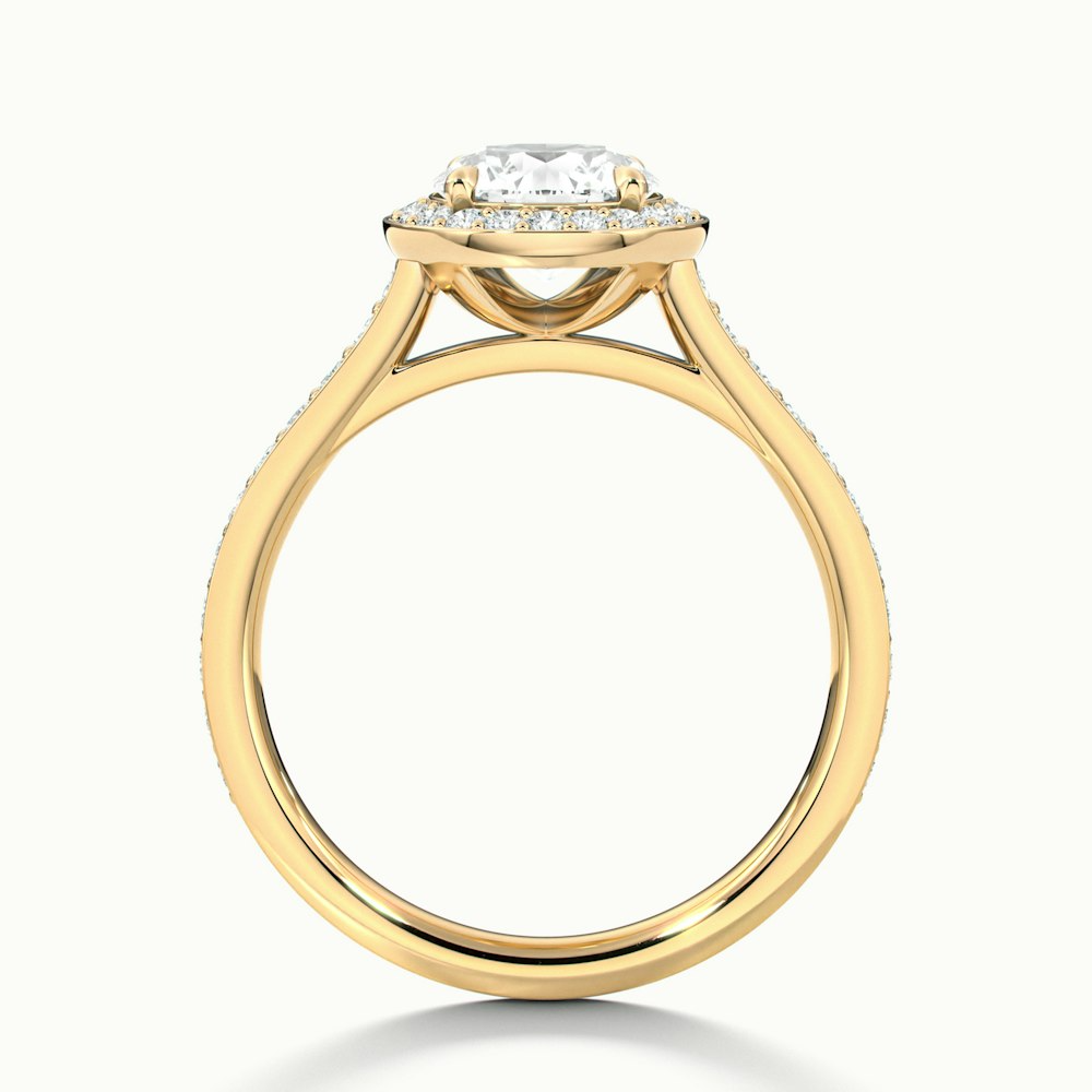 Dallas 2 Carat Round Halo Pave Lab Grown Diamond Ring in 14k Yellow Gold