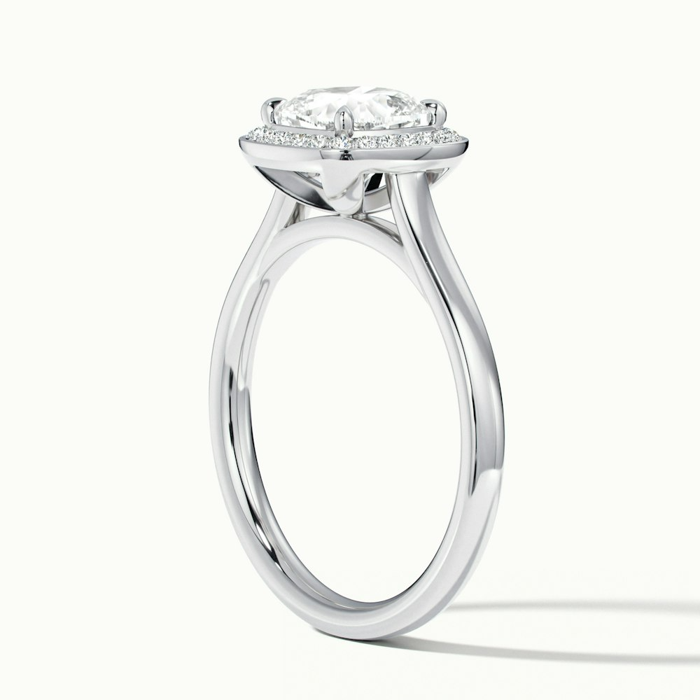 Jeri 3 Carat Cushion Cut Halo Moissanite Engagement Ring in 10k White Gold