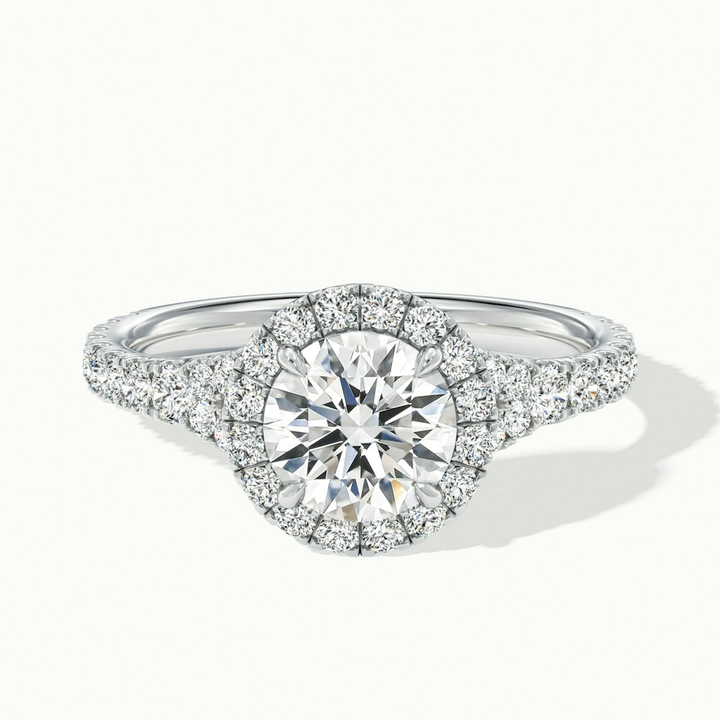 Erin 5 Carat Round Halo Scallop Moissanite Engagement Ring in 18k White Gold