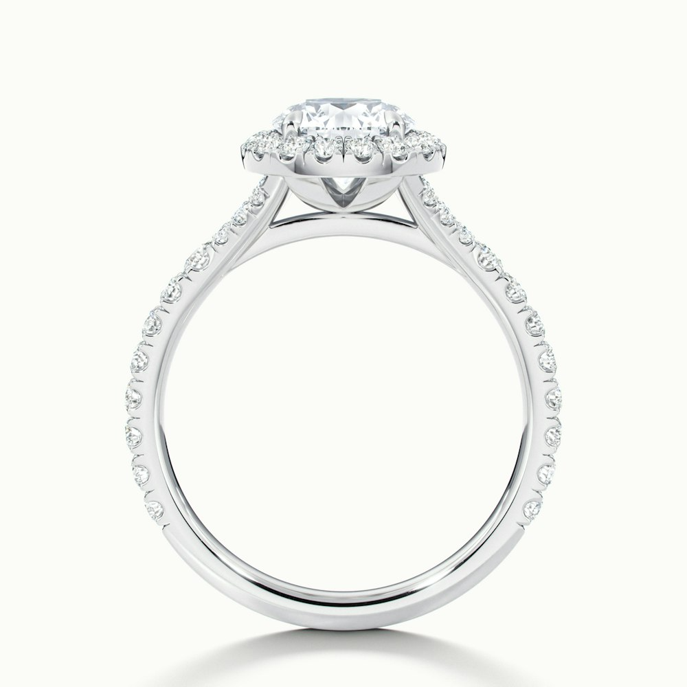 Erin 5 Carat Round Halo Scallop Moissanite Engagement Ring in 18k White Gold